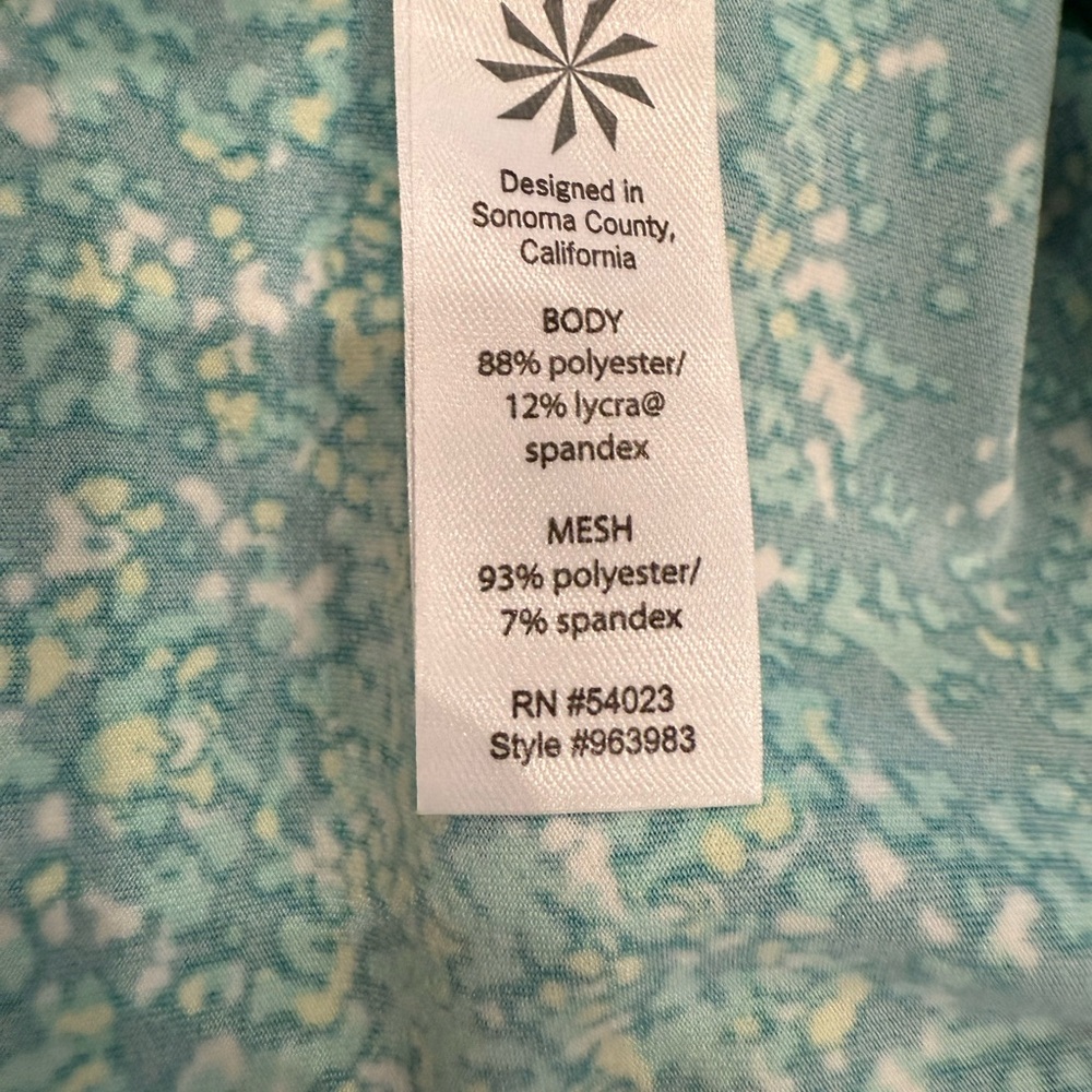 ATHLETA - Women's Green & Yellow Patterned Racerback Tank Built in Bra - Size M - Picture 5 of 5